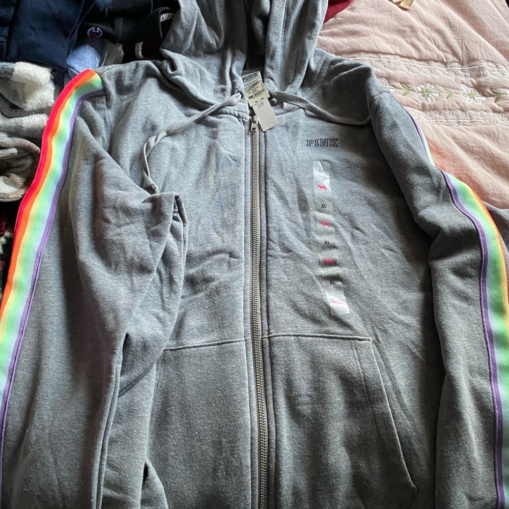 Victoria's Secret PINK Gray Zip Hoodie, XL